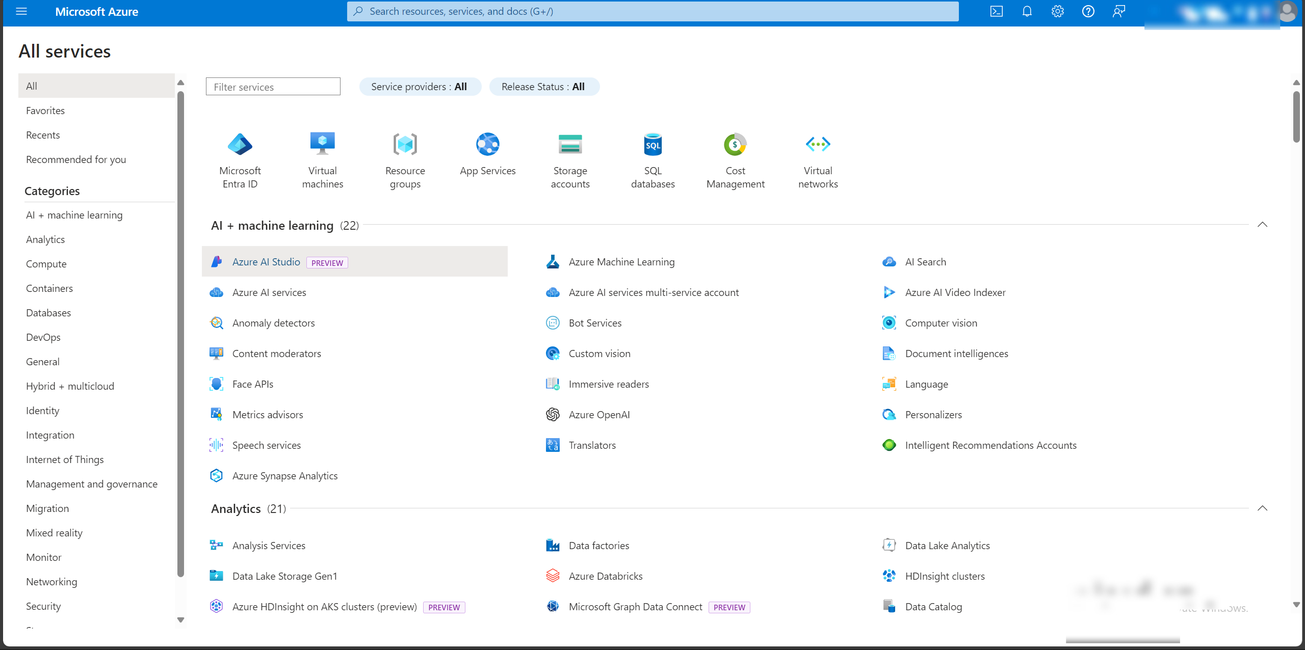 Microsoft azure services