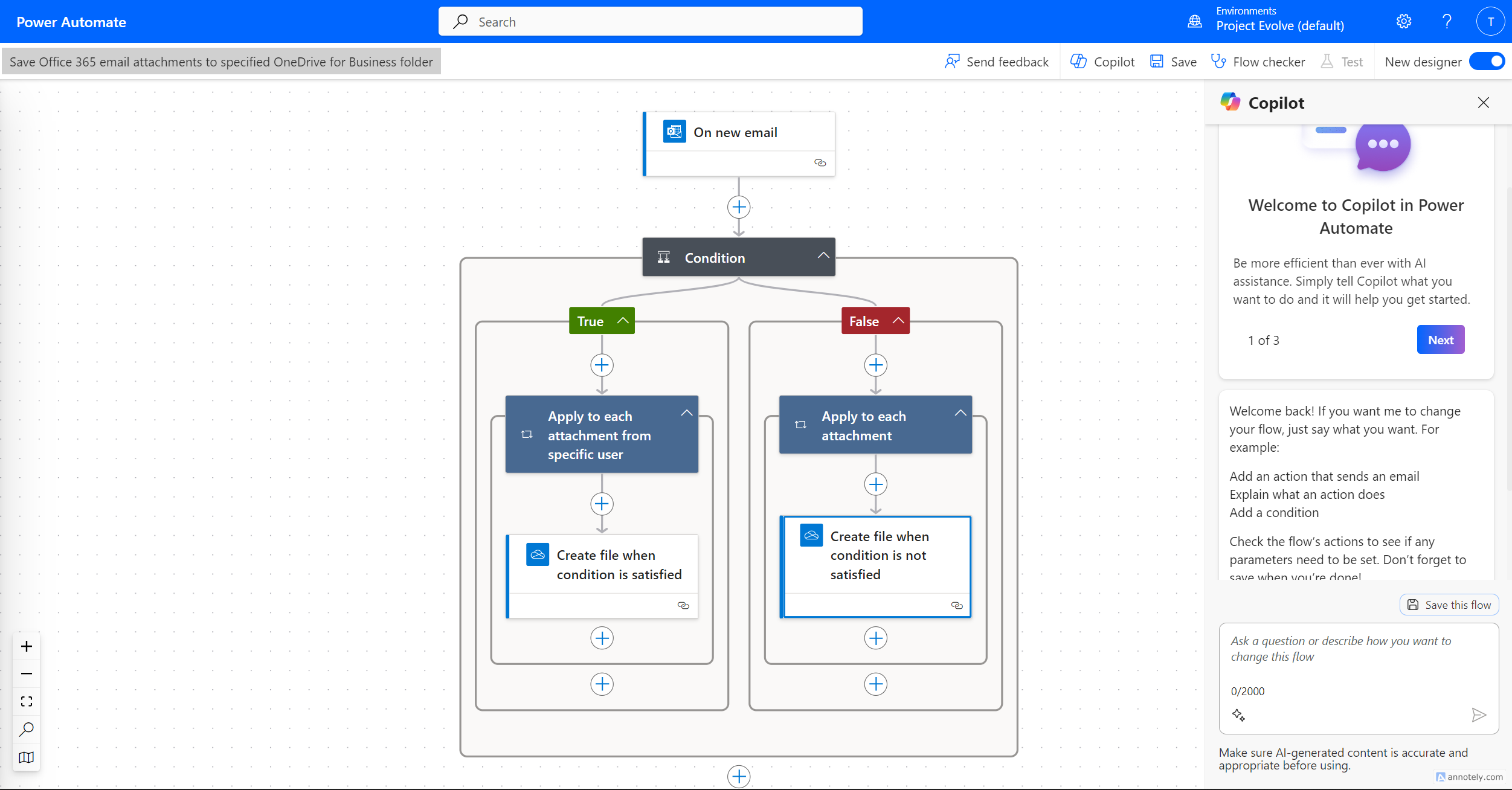 Power Automate Flows Office 365 attachments